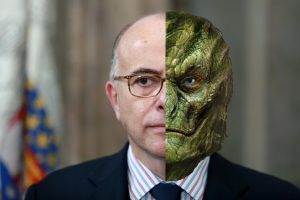 French Interior Minister Bernard Cazeneuve (L) visits Bordeaux's city hall, on October 10, 2014 in Bordeaux, on the sideline of his visit here to deliver the closing speech at the congress of theUnion of interior security managers. AFP PHOTO / NICOLAS TUCAT